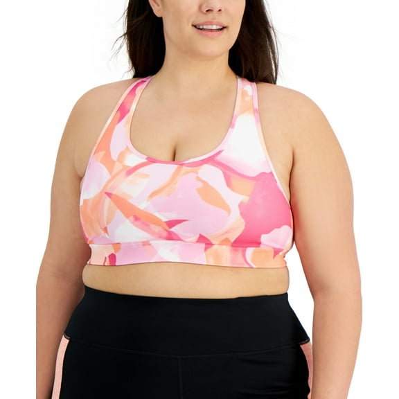 ID Ideology Women's Medium Impact Sports Bra Pink Size 1X