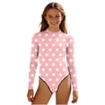 thumbnail image 1 of Swimsuit for Girls, Long Sleeve One Piece Rashguard, Solid Color Beach Vacation Swimsuit for Kids 2-13 Years, 1 of 7