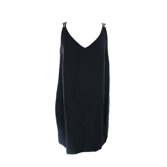 French Connection Womens Black Sleeveless Crystal Crepe Shift Dress 8