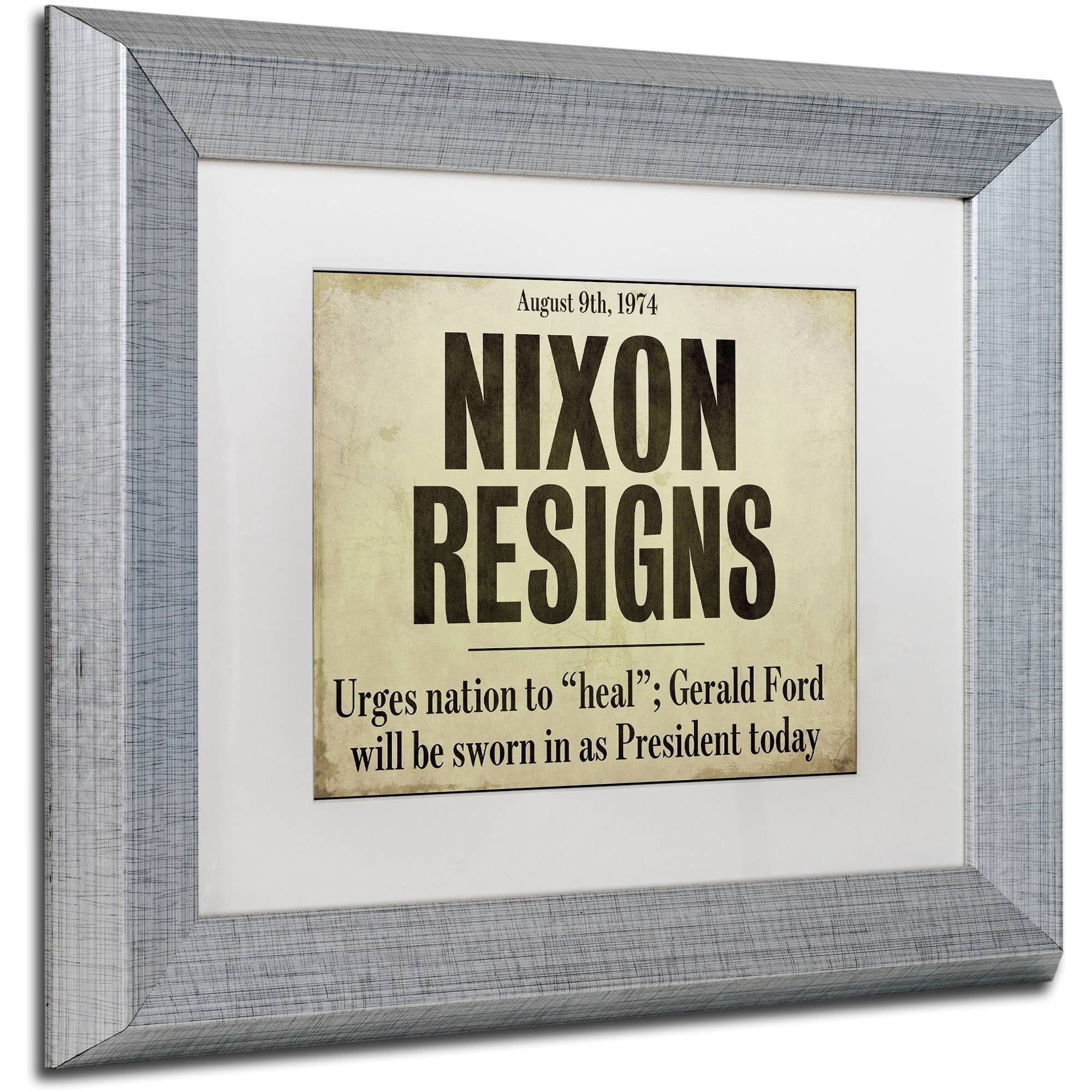 Trademark Fine Art "Nixon" Canvas Art by Color Bakery White Matte, Silver Frame