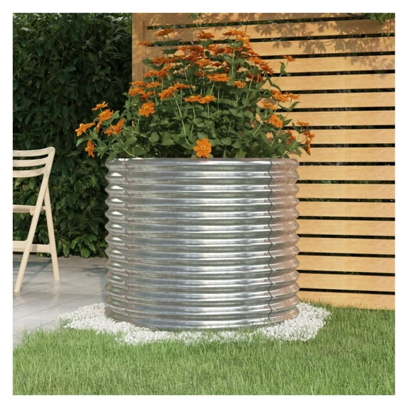 Garden Planter Powder-coated Steel 31.5"x31.5"x26.8" Silver