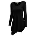 thumbnail image 2 of Doublju Womens Long Sleeve V-Neck Tunic Handkerchief Longline Tunic T-Shirt Dress, 2 of 3