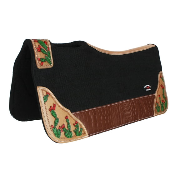 Horse 32" x 30" Western Contoured Wool Felt Therapeutic Saddle Pad Black 39218BK