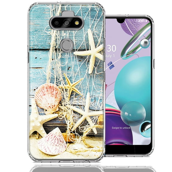 MUNDAZE For LG Aristo 5/K31/Fortune 3 Starfish Net Design Double Layer Phone Case Cover