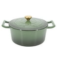 thumbnail image 4 of MegaChef 5.3 Quarts Round Enameled Cast Iron Casserole with Self Basting Lid in Gradient Thyme Green, 4 of 8