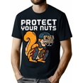thumbnail image 1 of Camiseta para hombre y niño con diseño de ardilla, receptor de béisbol, protege tus nueces (220 g), 1 of 7