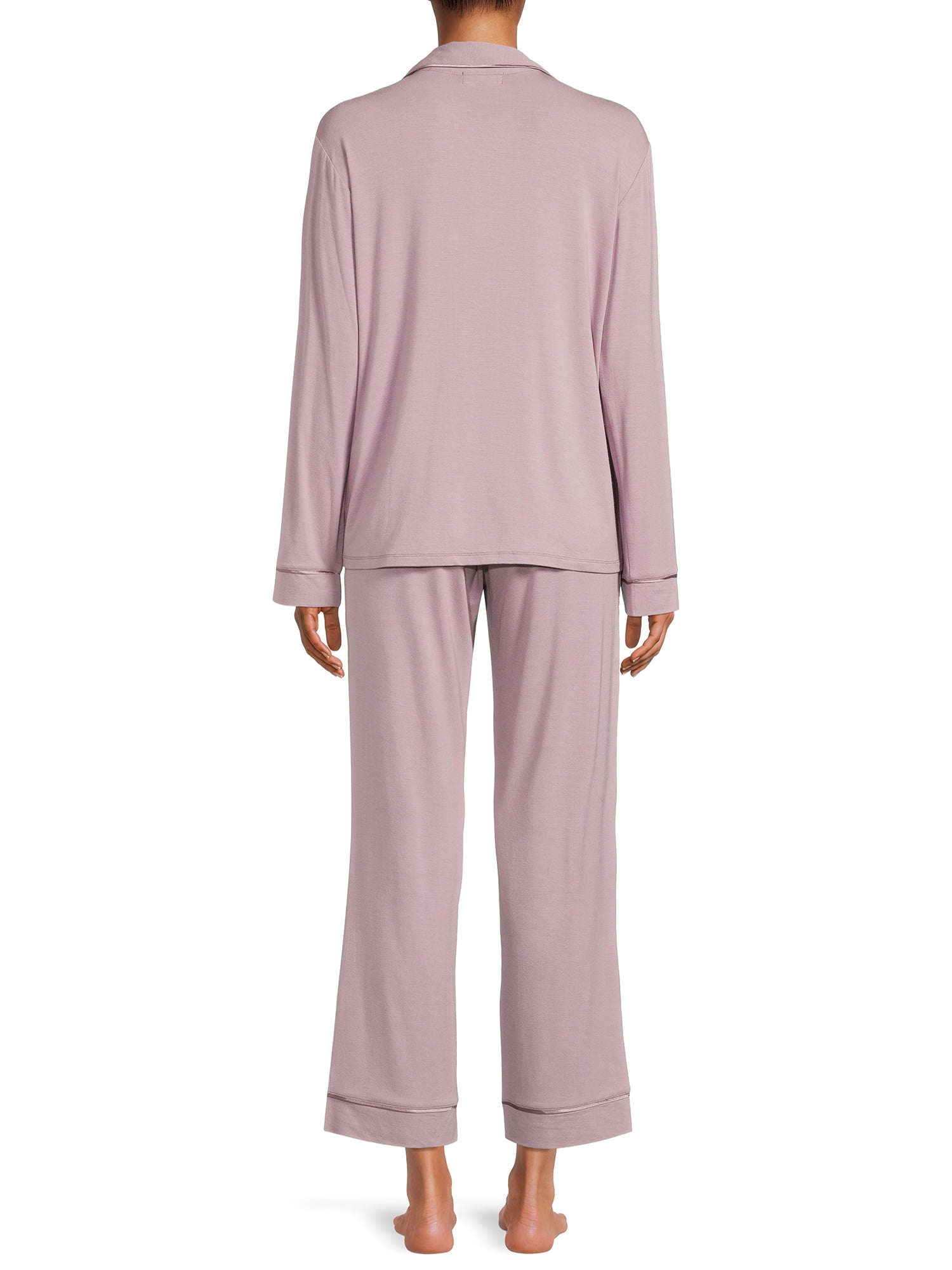 Sealy Women’s Long Sleeve Notch Collar Top and Pants Sleepwear Set, 2-Piece