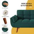 Aukfa 75" Deep Tufted Futon Convertible Sofa Bed, Linen Sleeper Couch for Home Office, Green
