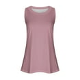 thumbnail image 3 of Ndbuld Undershirt Tank Top Sleeveless Under Shirts Women Tank Summer Solid Color Round-Neck Sleeveless Casual Tunic Tops Blouse Rollbacks Pink L, 3 of 5