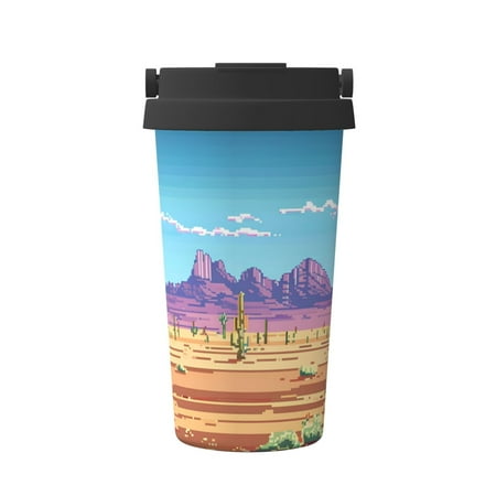 

Susaid Pixel Desert Landscape Print Coffee Travel Mug Insulated Coffee Mug with Lid Leakproof Coffee Thermos Coffee Tumbler for Hot&Cold Drinks