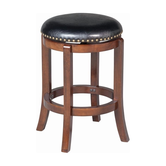 Bowery Hill Wood Backless 29.75" Swivel Bar Stool in Cherry Finish