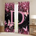 thumbnail image 2 of Manfei Cute Sparkling Print Blackout Curtains Set of 2 (52x84 Each),Pink Alphabet Print D Curtain, 2 of 7