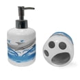 thumbnail image 2 of Ambesonne Dolphin Soap Dispenser & Toothbrush Holder Set, Animal Sealife Cartoon, 2 Pcs, Blue Grey, 2 of 6