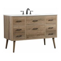 Elegant Decor Boise 48" Aluminum MDF Single Bathroom Vanity in Natural Oak
