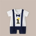 thumbnail image 2 of Coerni Toddler Baby Boy Summer Bubble Romper New Born Suspender Pants Print Rompers Cute Short Sleeve Christening Gown, 2 of 3