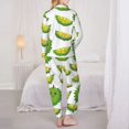 thumbnail image 3 of Pajamas for Women Sets, Cute Durian Mint Green Lounge Sets Long Sleeve Button Down Night Shirts Sleepwear Pjs, 3 of 6