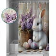 thumbnail image 3 of Extra Long Shower Curtain 72x84 Inch, Easter Spring Shower Curtain Waterproof Bathroom Decor Cute Bunny Eggs Purple Lavender Farmhouse Fabric Bath Curtain Set Accessories with Hooks, 3 of 6