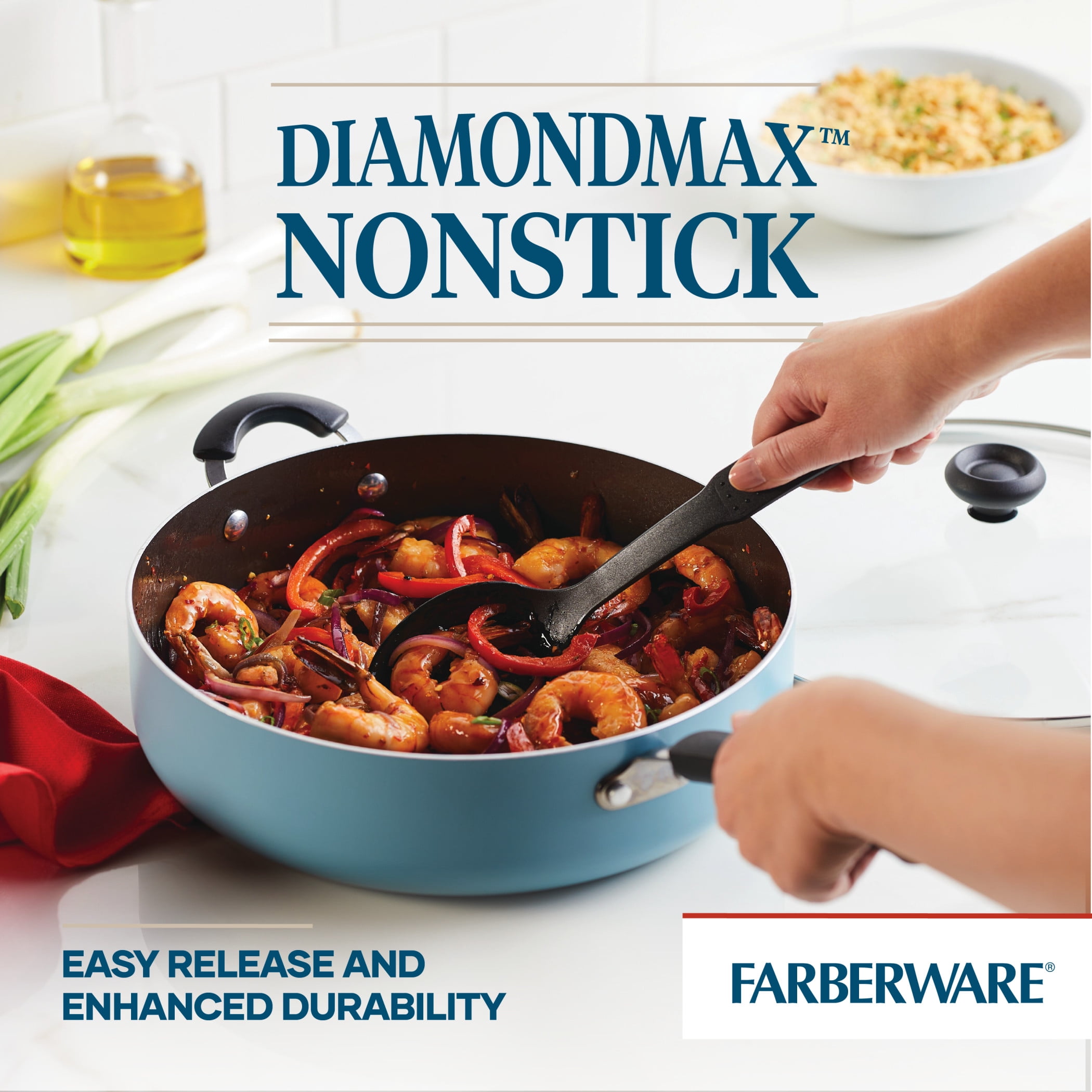 Farberware 6 Quart Black Smart Control Aluminum Nonstick Stockpot with Lid 