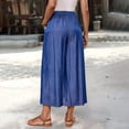 thumbnail image 6 of Perfectbot Women's High Waisted Wide Leg Capri Pants - 3/4 Length Loose Fit Casual Cotton Blend Trousers, 6 of 8