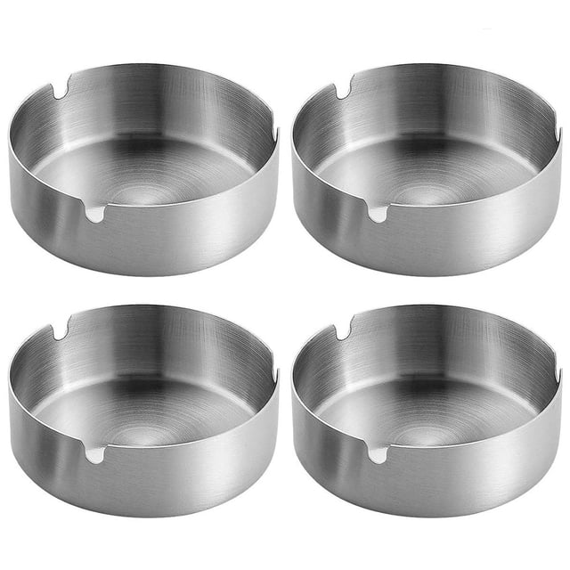 Laklulu Cenicero de Acero Inoxidable de 4 Piezas Cenicero de Parabrisas Base de Cenicero de Mesa Moderna para Oficina en casa