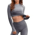 thumbnail image 5 of Hpapadks Gym Sets Woman 2 Piece Quick Dry Sportswear Yoga Fitness Wear Tight Long Sleeve Gradient Crop Tops Pants Set Yoga Sets for Women Black L, 5 of 5