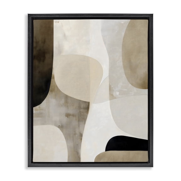 Stupell Industries Tan Shapes Organic Balance Black Framed Floater Canvas Wall Art, design by Ink Drop Loft