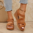 thumbnail image 6 of Hopeusnice Sandals for Women Open Toe Breathable Soft PU Materials Summer Shoes Non-Slip Trendy Women's Sandals Thick-Soled Heel Roman Arch Support Shoes Brown 41, 6 of 9