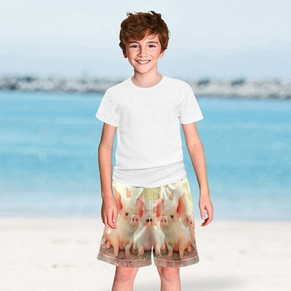 Many Pigs Boys Swim Trunks Boardshorts Swimsuit Quick Dry Board Shorts Bathing Suit 2-12T
