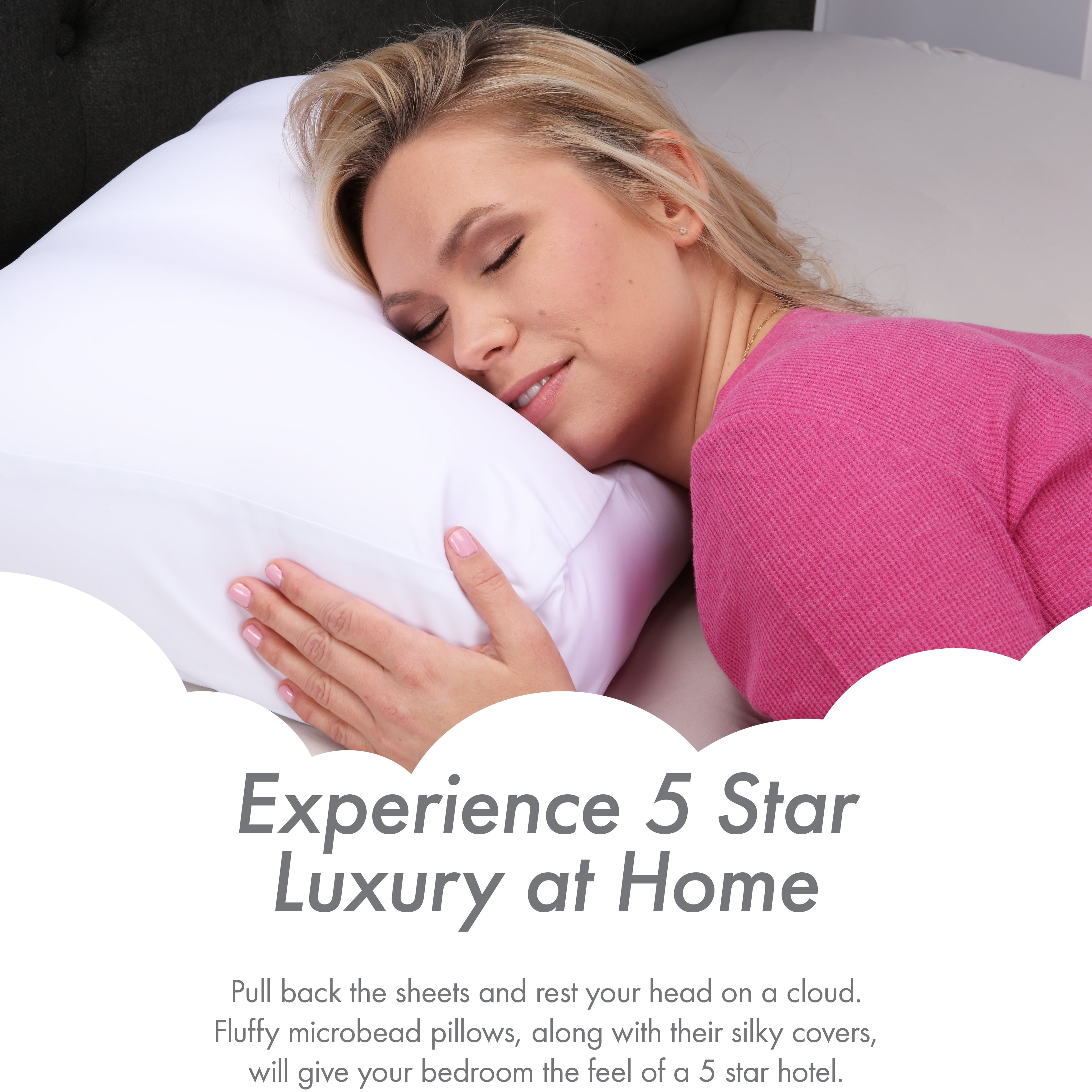 Pillowy Small Silk-like Microbead Bed Pillow - Removable Cover