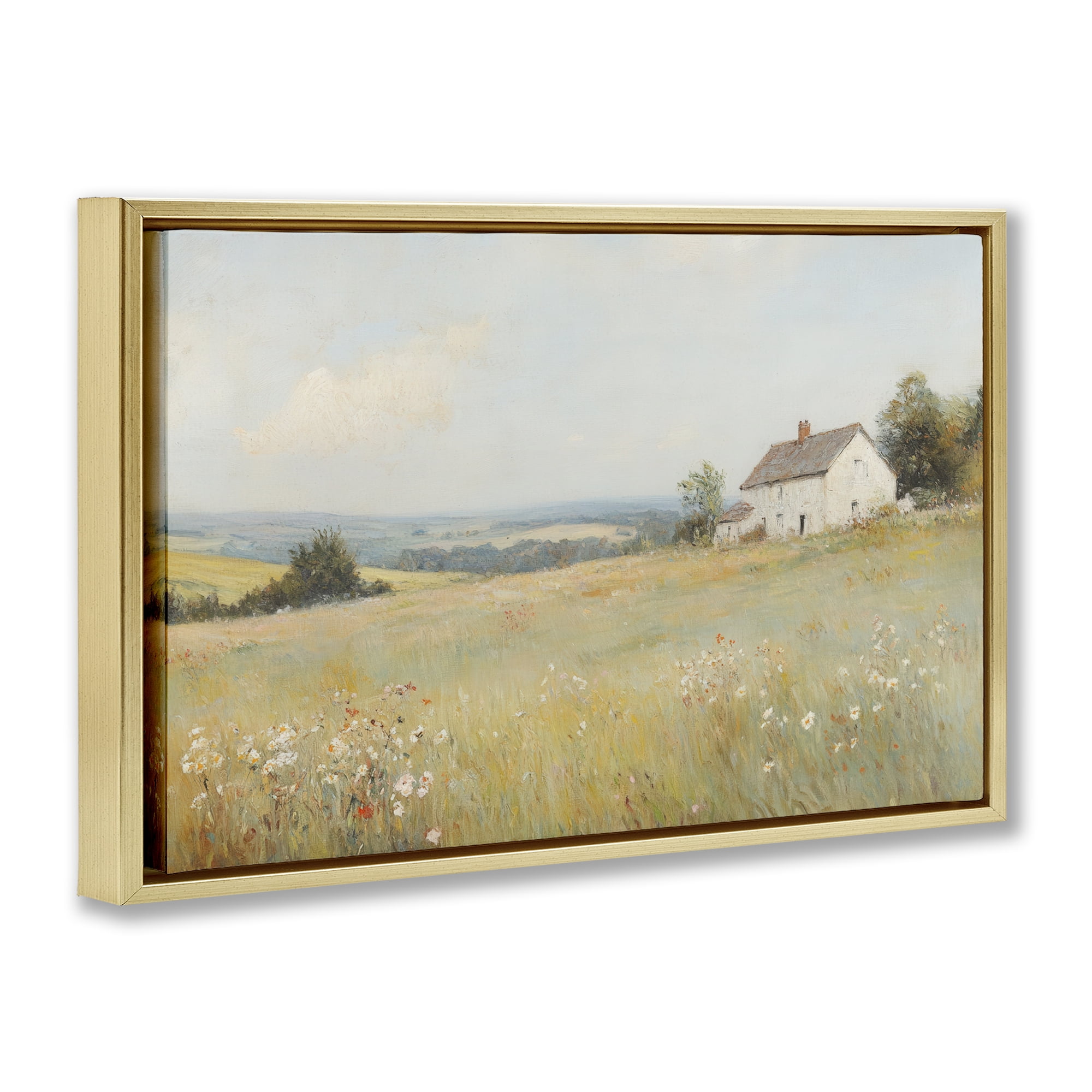 Stupell Industries Little House In The Prairie Gold Framed Floater Canvas Wall Art, design by Petal Prints Design