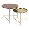 thumbnail image 1 of Kate and Laurel Ulani Modern Nesting Coffee Table, Set of 2, Walnut and Gold, 22.5 x 20.25, Decorative Sophisticated Mango Wood and Metal End Tables for Display and Storage, 1 of 9