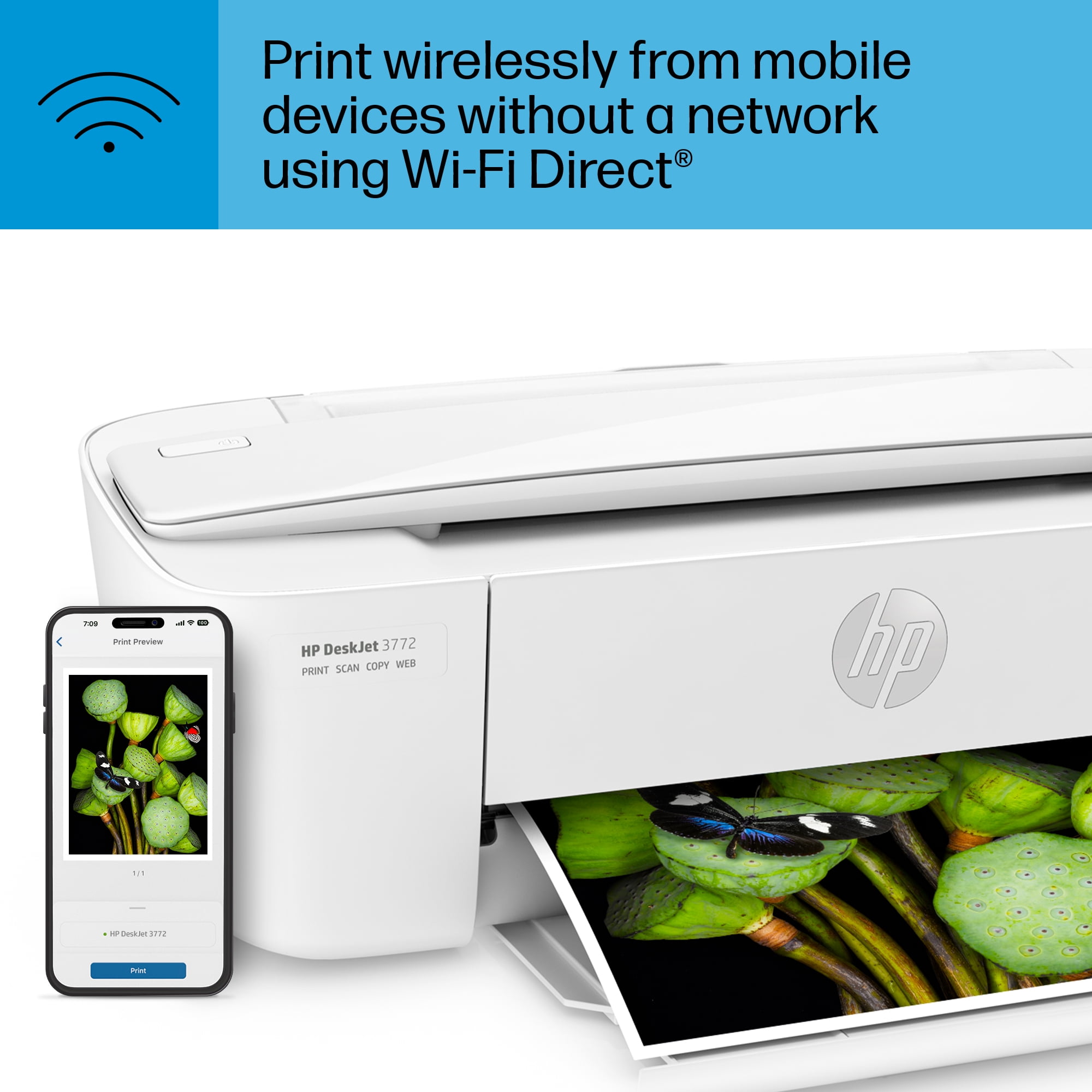 HP DeskJet 3772 All-in-One Wireless Color Inkjet Printer, 6 Months FREE ink  with HP Instant Ink 