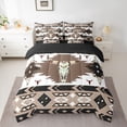 thumbnail image 2 of jejeloiu Retro Bull Skull 7-Piece Bedding Comforter Set,Rustic Farmhouse Hunting King Bedding Sets,White Brown Black Bed Sheets For Boys Kids,Breathable Home Decor Reversible, 2 of 8