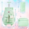 thumbnail image 4 of Mochila con ruedas gxtvo, 3 unidades, para mujeres y niñas, con lonchera, color verde, 4 of 7
