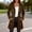 Brown, variant on Women's Trench Coat Mid-Length Belted Overcoat Fashion Double-Breasted Classic Lapel Jackets for Women with Hood Solid Color Slim Fit Long Sleeve Fall Coats S-2XL Black