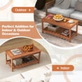 thumbnail image 4 of Patiojoy Patio Hardwood Coffee Table 2-Tier Wooden Coffee Table with Slatted Tabletop & Storage Shelf Outdoor Rectangular Cocktail Table, 4 of 8