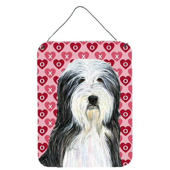 Carolines Treasures SS4497DS1216 Bearded Collie Hearts Love and Valentines Day Portrait Wall or Door Hanging Prints
