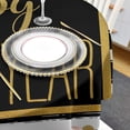 thumbnail image 4 of Happy New Year Round Tablecloth 60 Inch - Waterproof Fabric Table Cloth Protector, Yellow Champagne Black and White Striped Tablecloths Washable Table Cover for Kitchen Banquet Party, 4 of 6