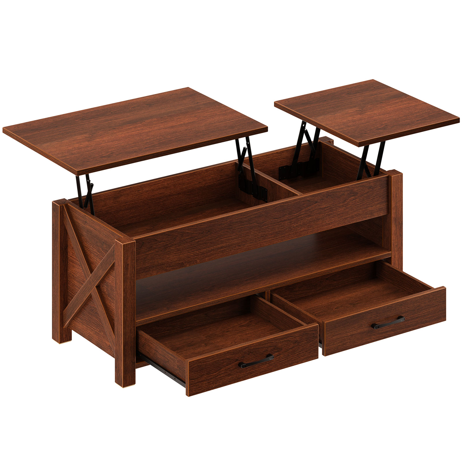 Greenstell Lift Top Coffee Table 47.2"with Storage Drawers and Hidden Compartment,Espresso