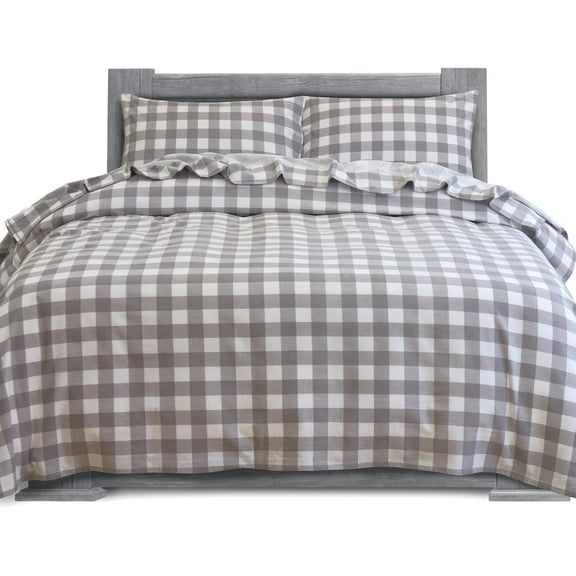 100% Cotton Flannel Sheets Set - Flannel Sheets Full, 4-Piece Flannel Bed Sheets - Lightweight Bedding, Brushed for Extra Softness,Warm, Breathable, 16" Deep Pocket Full, Buffalo Check Gray