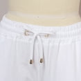 thumbnail image 6 of GAQLIVE Women High Waisted Solid Straight Pants Waist And Long Women Casual Elastic Drawstring Pants With Pockets White L, 6 of 7