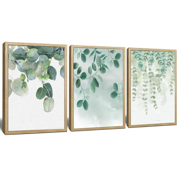 Botnical Canvas Wall Art, Boho Plant Wall Decor Pictures Posters for Bedroom, Minimalist Floral Artwork Prints for Living Room, Sage Green Leaf Painting for Bathroom Office Decorations