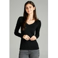thumbnail image 2 of Emmalise Women's Casual Basic V-Neck Tshirt Long Sleeves Tee Top - Junior and Plus Sizes, 2 of 4
