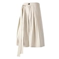 thumbnail image 4 of Yuhangmm Men's Casual Summer Trousers Lightweight Flowy Wide Leg Cropped Pants With Pleats For Comfortable Everyday Wear Beige XXXL, 4 of 5