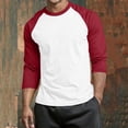 thumbnail image 5 of VBVC Men's 3/4 Sleeve Raglan Stretchy T Shirt , Color Block Crew Neck Tops For Men, S-4XL, 5 of 5