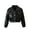 Black, variant on Girls Faux Leather Jacket For Kids Solid Color Botton Down Collar Motorcycle Biker Leather Jackets Black