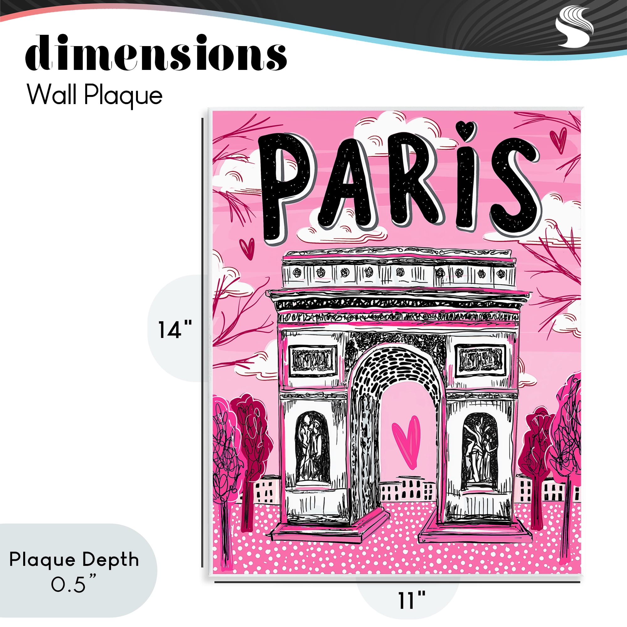 Stupell Industries Romantic Paris Arc de Triomphe Wall Plaque Art, design by Jess Stempel
