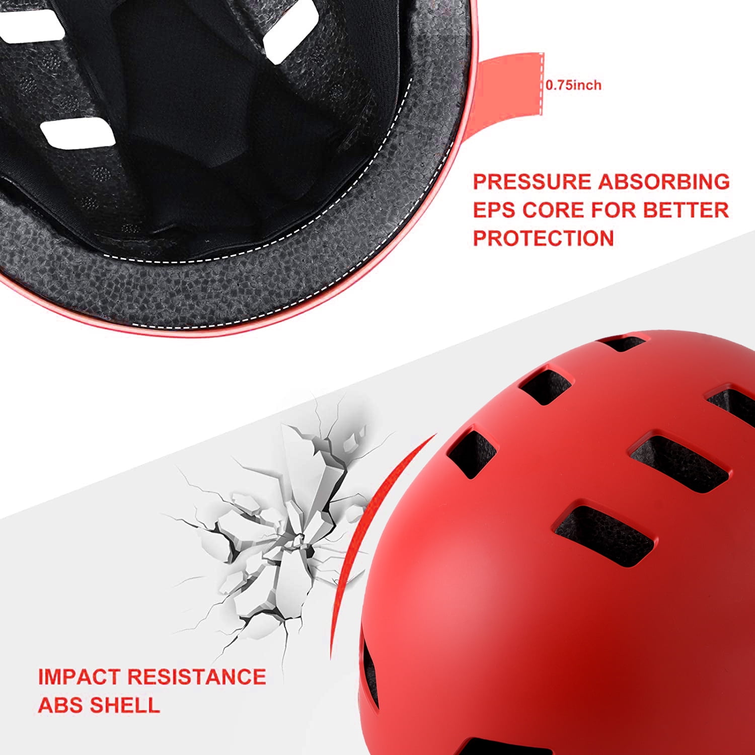 Rongbenyuan Skateboard Bike Helmet Multi-Sport for Scooter Skating Rollerblading Cycling,3 Sizes for Adult Youth Kids Toddler