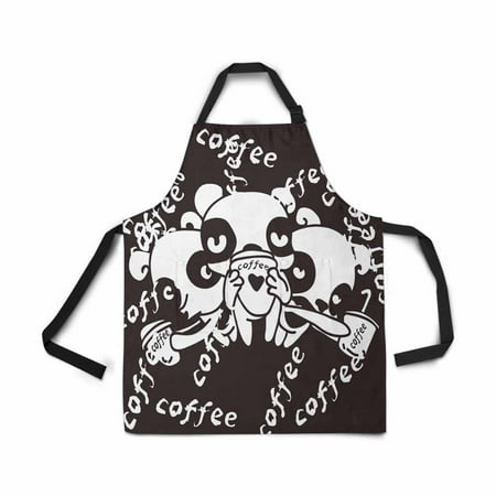 

ASHLEIGH Adjustable Bib Apron for Women Men Girls Chef with Pockets Cute Bear Coffee Black Novelty Kitchen Apron for Cooking Baking Gardening Pet Grooming Cleaning