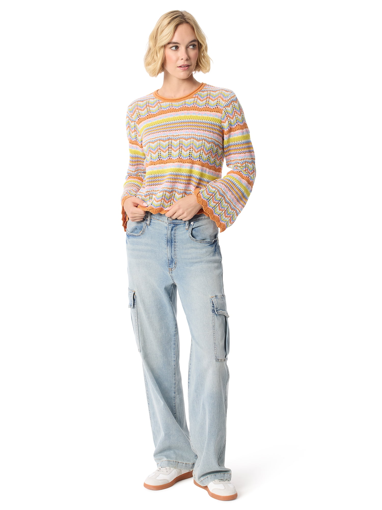 Jessica Simpson Women's Cargo Wide Leg High Rise Jeans, Sizes 2-16